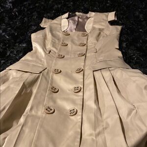 Elegant Tan  Double-Breasted Dress